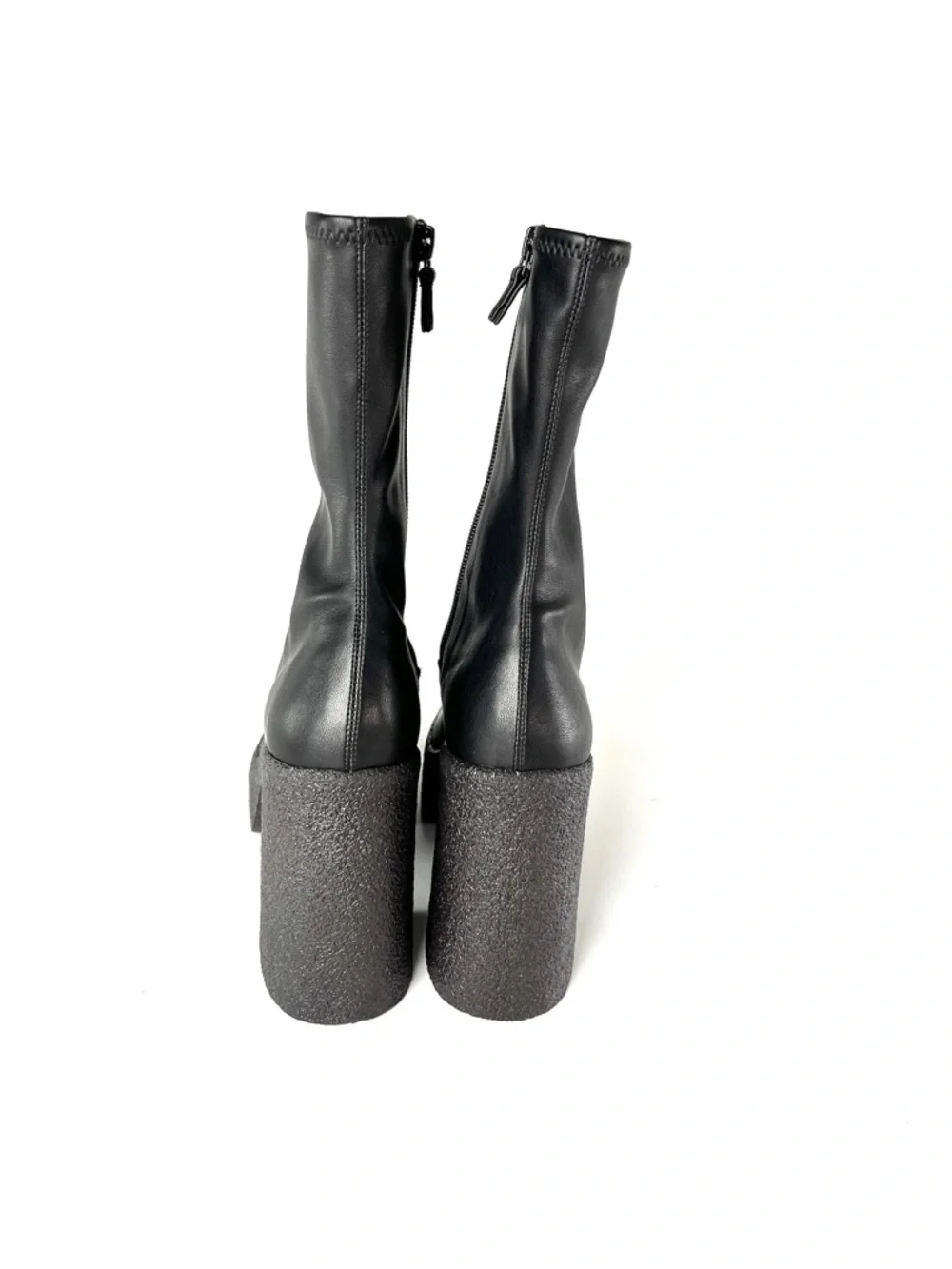 Stella McCartney Skyla Black Platform Sock Boots with Textured Block Heel - Picture 8 of 11
